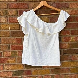 Madewell White Ruffled Sleeveless Blouse